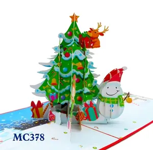 Premium 3d Pop Up kağıt oyma Noel ağacı ve elfler Pop Up kart hediyelik yılbaşı ağacı  teşekkür ederim tebrik kartı Vietnam yapılan