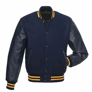Patchwork personnalisé en cuir véritable manches Varsity Jacket respirant broderie sport hommes Letterman Varsity Jackets - Product Image 4
