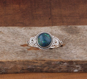 Anillo Apilable de Plata de Ley 925 con Turquesa Natural, Anillo Clásico para Regalo de Boda para Mujer - Product Image 2