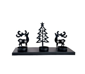 Bougeoir en laiton design renne en finition or antique pour ambiance de Noël décorative. - Product Image 1