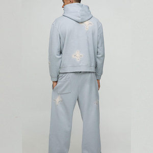 Qualité supérieure Derniers prix Hommes Distressed Hoodies Coton mélangé Meilleure arrivée Solide Couleur unie Hommes Distressed Hoodies - Product Image 4