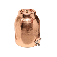 Pot d'eau en cuivre avec couvercle en laiton Pot d'eau en cuivre imprimé en émail de 5 litres avec verre et support vente chaude