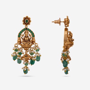 Boucles d'oreilles pendantes style antique en cuivre et alliage de zinc, motif floral tendance pour mariages - Product Image 4