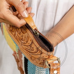 LW Leather bag Hot Selling Tooled Fur Leather Clutch Purse Wallets Attractive Leather <b>Wristlet</b> Clutch Women Designed Purse - Product Image 3
