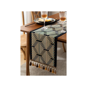 Chemin de Table Abstrait Brodé avec Lignes Aléatoires Bleues, 100% Coton, 80 Pouces, Décoration Indienne, Certifiée ISO OEM, 180 GSM - Product Image 4