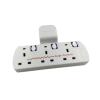 Adaptateur multiprise en forme de T pour le Royaume-Uni, 3 ou 4 prises, avec interrupteur indépendant et protection contre les surtensions