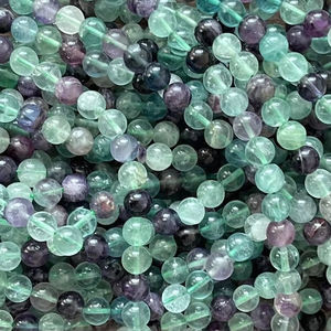 Cuentas de fluorita de alta calidad-Cuentas redondas lisas de 6mm y 8mm de piedras preciosas moradas, verdes y azules-Hilo de 15,5 "para Mala y fabricación de joyas - Product Image 1