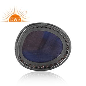 Bijoux en saphir bleu et noir sur argent, pendentif fin, nouvelle collection - Product Image 3