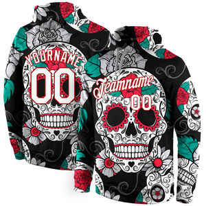 <b>Top</b> Quality Custom Stitched <b>Black</b> White Red 3D Skull Fashion Sportswear Pullover Sweatshirts Hoodies For Adults & Youths - Product Image 1