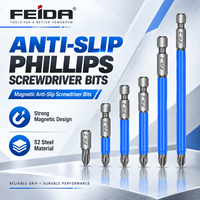 Embout de tournevis Phillips antidérapant FEIDA S2 PH2, magnétique puissant, tige hexagonale de 1/4 pouce, 25-150 mm pour perceuse électrique