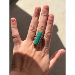Handmade <b>Boho</b> Royston Turquoise & Sterling <b>Silver</b> <b>Ring</b> Navajo Made with Bezel Setting Size 8 for Everyday Wear IGI Certified - Product Image 2