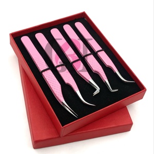 Meilleures pinces à cils antistatiques GETUP BROSONS IMPEX de haute qualité, revêtement en poudre rose, 90 degrés, nouvelles pinces à cils incurvées en acier inoxydable de 10 mm - Product Image 1