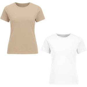 Camiseta Básica de Algodón de Corte Ajustado para Mujer, Cuello Redondo Suave, Ideal para Comercio Minorista de Moda, Colores Personalizados OEM/ODM, Camisetas Extra Grandes - Product Image 1