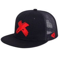 Casquette de baseball à visière plate avec motif Smiley Brush Stroke X Graphic, unisexe, style streetwear, réglable pour hommes et femmes, décontractée, en gros