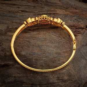 170552 <b>Antique</b> Fine <b>Bangles</b> with Ruby <b>Gold</b> Polish Flower Pattern Bezel Setting-Elegant Kada Design for Women's Wedding - Product Image 3