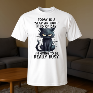 Camiseta Today's Cat Is Busy-Slap an Idiot Kind of Day - Product Image 3
