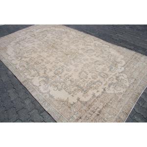 Tapis vintage, grand tapis de 6,3 x 10,9 pieds, tapis en laine gris et blanc - Product Image 2