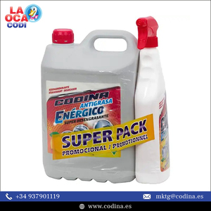 Super Pack "Codi Energic" Desengrasante 5L + 750mL Detergente líquido concentrado Fragancia de limón Uso en la cocina casera Removedor de suciedad resistente - Product Image 2