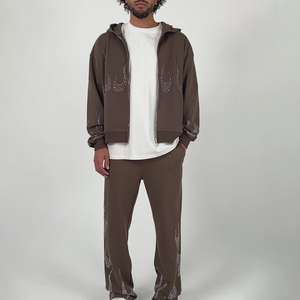 Nuevo Conjunto Deportivo de Invierno para Hombre con Capucha y Pedrería, 100% Algodón, Transpirable, Ligero, Totalmente Personalizable - Product Image 1