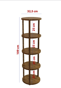 Table d'appoint ronde en bois à 5 niveaux, table à étagères multi-usages, design naturel et élégant - Product Image 2
