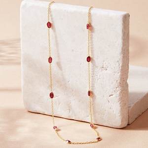 Collier superposé tendance et élégant avec pierres précieuses rubis en argent sterling 925 de qualité AAA, cadeau de mariage pour la mariée - Product Image 2