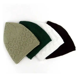 <b>Top</b> Selling <b>White</b> Islamic Muslim Men's Worship Knitting Beanie <b>Hat</b> Knitted Kufi Caps Takke Muslim Htas Islamic Caps For Hajj - Product Image 1