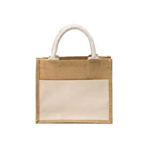 Borsa Tote Mini in Juta Personalizzabile con Tasca per Gadget, Articolo Promozionale Personalizzabile - Product Image 4