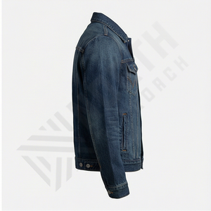 Veste en jean surdimensionnée pour homme, design personnalisé, logo sur le devant, respirante, style vintage, lavage noir, coton, vêtements d'extérieur - Product Image 3