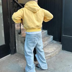 Sudadera con capucha y cremallera pesada serigrafiada personalizada fabricantes Sudadera con capucha de algodón boxy oversized recortada de gran tamaño con cremallera - Product Image 6