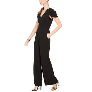 Tuta Nera a Gamba Larga da Donna Vince Camuto, Taglia 4, Vita Alta, Vestibilità Ampia per Ufficio, Allenamento, Palestra, con Stampa a Rete e Patchwork, ODM - Product Image 3