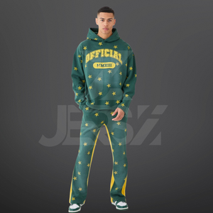 Conjunto Deportivo Unisex de Pantalones Acampanados con Lavado Ácido y Sudadera con Capucha y Cordón, Forro Polar, Pantalones Deportivos a Juego para Invierno - Product Image 1