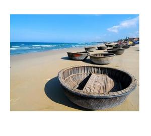 Bateau coracle en bambou fait à la main, bateau de pêche à rames en pagaie naturelle pour la station, fabriqué au Vietnam, prêt à expédier - Product Image 1