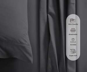 Ensemble de draps de lit 4 pièces de qualité supérieure, 200 fils, taille King, respirant, pour chambre à coucher et usage commercial, en vente - Product Image 3