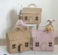 Lit de poupée en rotin, jouets pour enfants, berceau pour poupée, tissé à la main, jouet éducatif miniature, couleur naturelle, bébé, enfants