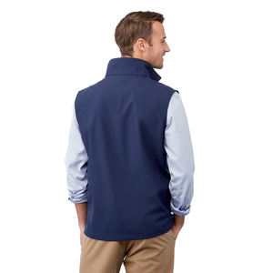 Mode Soft Shell Gilet Sans Manches Bleu Marine Couleur Pleine Zip Up Col Montant Thermique Doux Vêtements De Travail Porter Softshell Gilet - Product Image 4