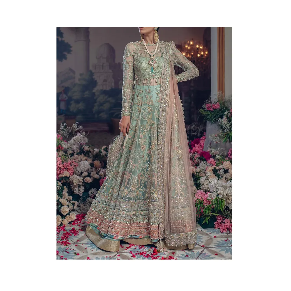 Gaun Pesta Salwar Kameez Pakistan Wanita Shalwar Kameez Gaun India dan Pakistan untuk Anak Perempuan