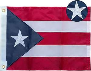 Bandera de Puerto Rico Bordada de 12x18 Pulgadas, Resistente al Agua, Portátil, de Poliéster Azul, Bandera de Barco Puertorriqueña de Doble Cara - Product Image 2
