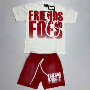 Conjunto de verano para hombre, camiseta con pantalones cortos a juego, conjuntos cortos de gimnasio para hombre, camiseta y conjunto corto para hombre, mujer y unisex, algodón 100% para hombre - Product Image 6