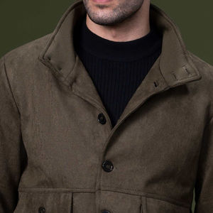 Veste en daim bleu olive personnalisable par le fabricant direct, ODM, manches longues, style streetwear d'hiver, vêtements de neige, tissu denim - Product Image 2