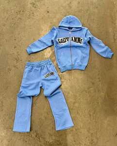 Costume coupe-vent personnalisé OEM de haute qualité Ensemble deux pièces Veste zippée Survêtement Survêtement en coton à fermeture éclair Survêtements pour hommes - Product Image 1