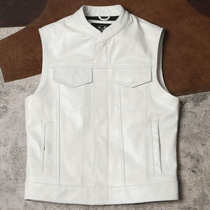 Gilet Hip Hop de Motard Blanc pour Homme en Faux Cuir, Respirant, Sans Manches, Grande Taille, Disponible en Vrac - Product Image 1