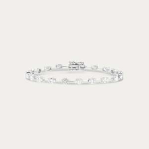 Pulsera de tenis de oro blanco de 14 quilates con diamantes cultivados en laboratorio, corte ovalado, color DEF, claridad VVS VS, 11 gramos, venta al por mayor, OEM, lista para exportación - Product Image 2