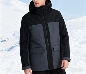 Combinaison de ski d'hiver décontractée pour hommes col montant imperméable à l'eau Sports de montagne en plein air doublure polaire chaude toile poche avant zippée - Product Image 1