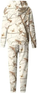 Ensemble assorti pour femme : sweat à capuche ample à épaules tombantes et pantalon de survêtement imprimé, tenue de détente d'hiver - Product Image 2
