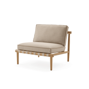 Chaise longue d'extérieur minimaliste avec cadre en bois de teck et coussins en peluche - Product Image 2