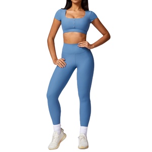 New Breathable Drawstring Active Wear Yoga Workout 2-Piece Set <b>for</b> Women & <b>Men</b>-High Waist Gym Fitness Sports <b>Bra</b> - Product Image 2