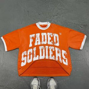 Camiseta de Manga Corta Extra Grande para Hombre, Color Blanco y Naranja, Estilo Urbano, Colores Sólidos Clásicos, Casual, Ecológica y Transpirable - Product Image 5