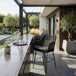 Nueva silla de salón moderna, minimalista, duradera, de metal y ratán sintético, impermeable, para jardín, muebles de exterior para casa, hotel, villa, patio. - Product Image 5