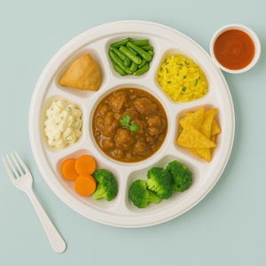 100% biodégradable durable 7 compartiments canne à sucre Bagasse plat assiette de service écologique Durable 7 Section repas vaisselle - Product Image 1