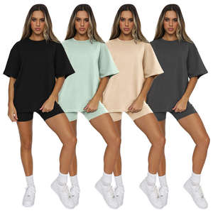 Camiseta de manga corta de ocio urbano de verano para mujer, jersey de cuello de Color sólido, Conjunto de camiseta hasta la rodilla de estilo informal a la moda - Product Image 5